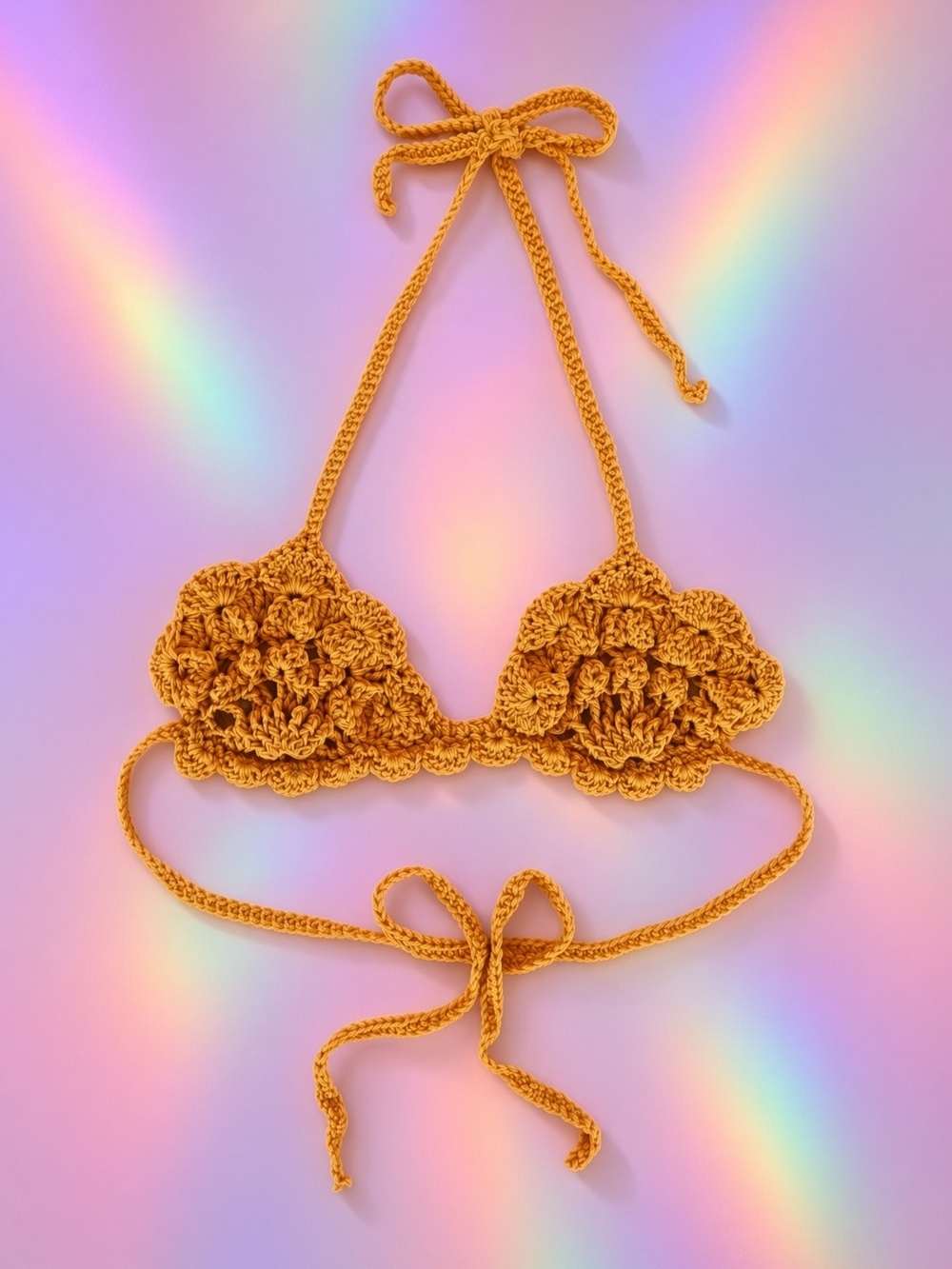 Caramel Clam Shell Crochet Top.